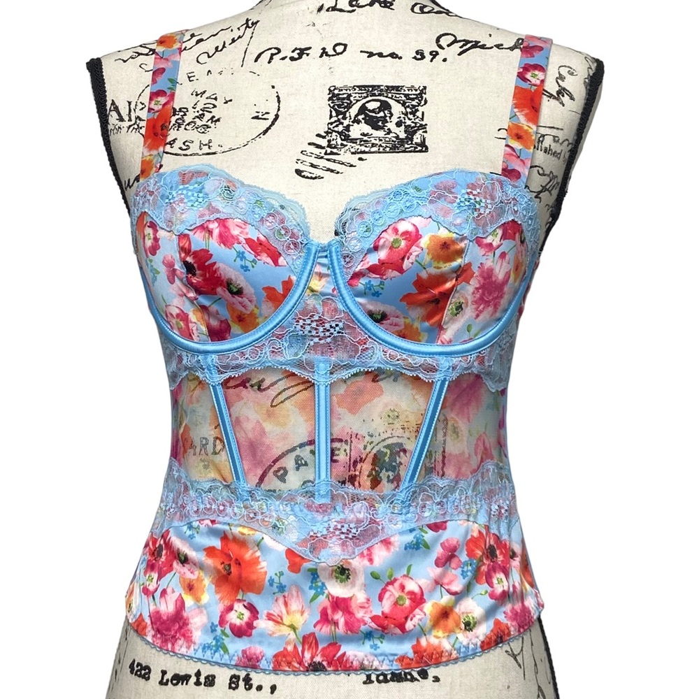 Victoria’s Secret Spring Floral Lace Corset Bustier Bra Top Small - Picture 2 of 11